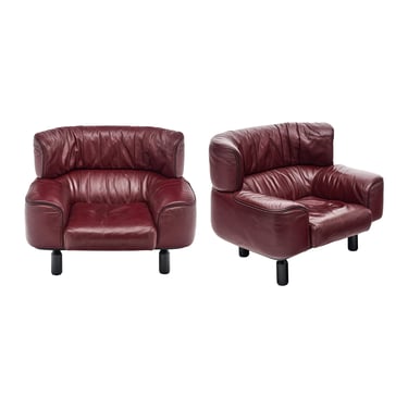 Italian Leather Armchairs by Cassina