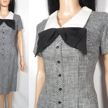 Vintage 60s Houndstooth Wiggle Dress Size XS 