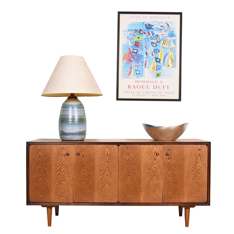 42&#8243; Two-tone MCM Low Sideboard | Vinyl Records Media Cabinet