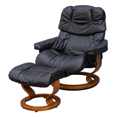 Ekornes Stressless Midnight Blue Norwegian Modern Lounge Chair + Ottoman