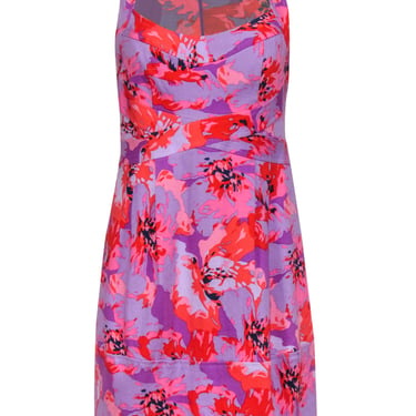Nanette Lepore - Purple &amp; Pink Floral Print Sleeveless A-Line Dress Sz 6