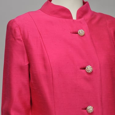 vintage 1960s shocking pink mod dress & coat set S/M 