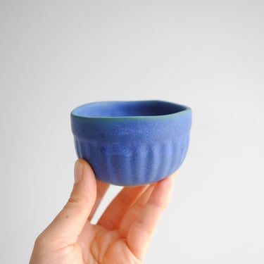 Vintage Small Blue Pottery Bowl or Ramekin, Handmade Tiny Ceramic Bowl 