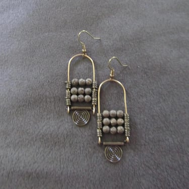 Lava rock chandelier earrings bronze 