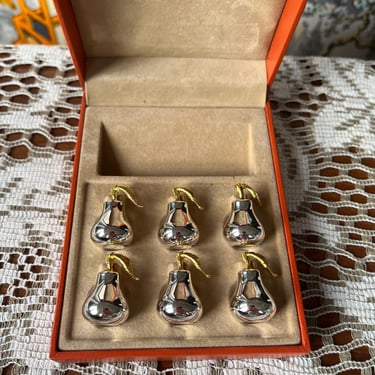 St Hilaire Paris Silver Pear Placecard Holders 