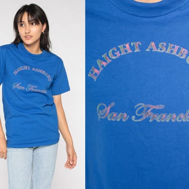 Haight Ashbury Shirt 90s  San Francisco T-Shirt California Tshirt Retro Tourist Travel SF San Fran Graphic Tee Blue Vintage 1990s Small S 