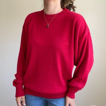 Vintage 90s Bogner Oversized Cherry Red Wool Blend Crewneck Sweater Sz L 
