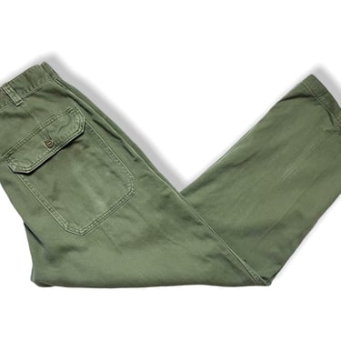 Vintage 1960s US Army OG-107 Cotton Sateen Field Trousers / Pants ~ measure 30 x 28.5 ~ Vietnam War Era ~ 30 Waist ~ 