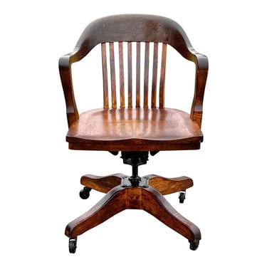 Vintage Marble & Shattuck Quarter Sawn Oak Bankers Chair 