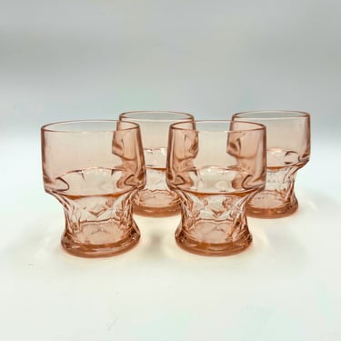 Vintage Viking Pink or Blue Glass Georgian Tumblers,  Sold in Sets of 2, Honeycomb Design, Lowball, Retro Glassware, Drinkware, Barware 