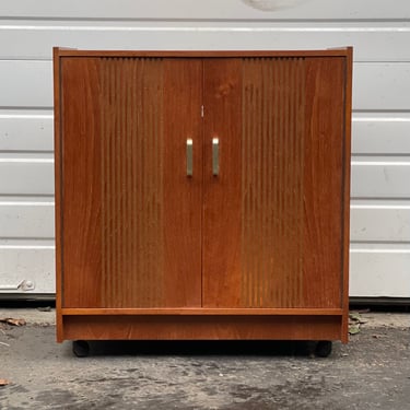 Free Shipping Within Continental US - Vintage Mid Century Modern Record Cabinet with Casters. UK Import 