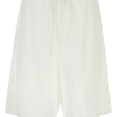 Prada Man White Linen Bermuda Shorts