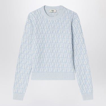 Fendi Ff Wool And Cashmere Light Blue Jumper Women