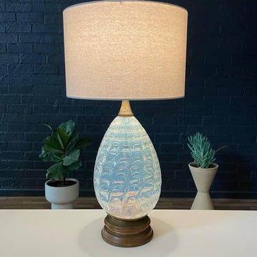 Vintage Italian Murano Glass Table Lamp with Brass Accent, c.1960’s 