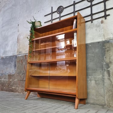 Mid Century Modern Bookcase or Curio Glass Cabinet 