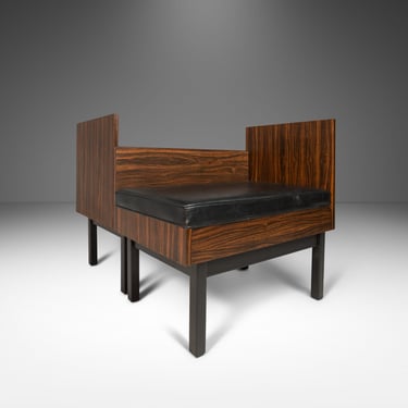 Set of Two (2) Early Mid Century Modern Modular Benches / Kissing Benches in Rosewood Laminate, USA, c. 1950s 