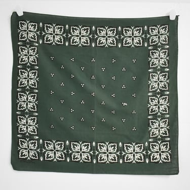 1950s Dark Green Cotton Bandana RN 14193 