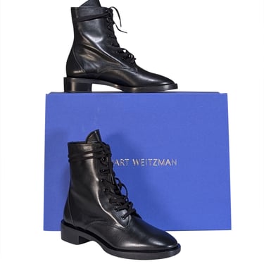 Stuart Weitzman - Black Leather "Sondra Sleek" Short Boots Sz 8