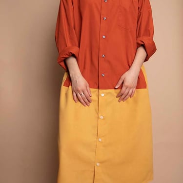 Cura x RAI - Reimagined Boyfriend Shirtdress - Orange and Yellow