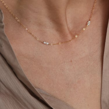 Pearl & Opal Chain Necklace