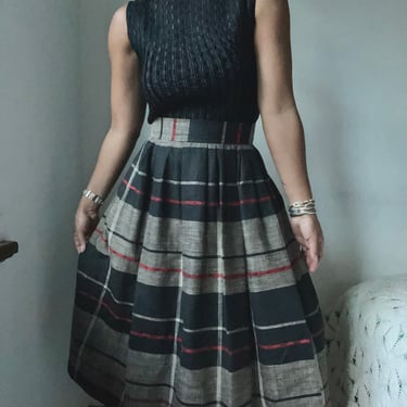 vintage tartan plaid high waisted pleated skirt 