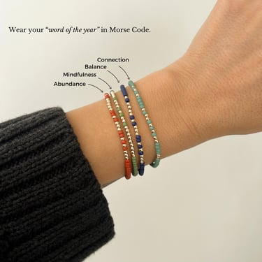 Custom Word of the Year Morse Code Bracelet, Mantra Bracelet, Layering Bracelet, Stretch Bracelet, Intention Jewelry, 2025 Word of the Year 