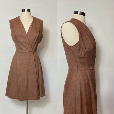 Bonwit Teller Suzy Perrette  Brown Wrap Dress 1960s 