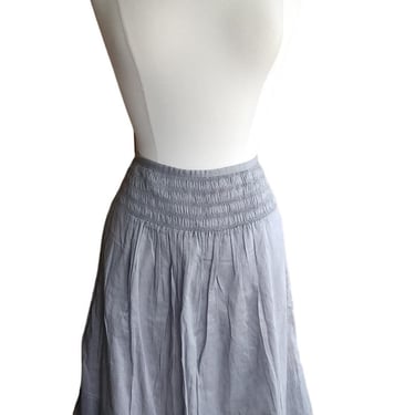 Vintage 2000s Burberry Summer Skirt Gray Cotton Midi Length / Med 