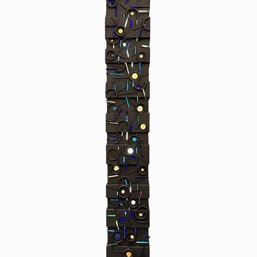 Louise Nevelson Inspired Lighted Sculptural Floor Lamp with Glass Inserts