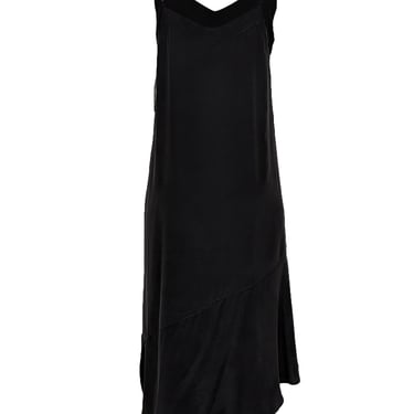Equipment - Black Silk Slip Dress w/ Asymmetrical Hem Sz M