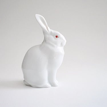 Herend Porcelain Figurine | 5 1/4"  White Bunny Rabbit # 5327 | Collectible Hungarian China Animal Sculpture 