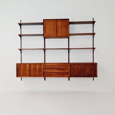 Big Mid century Danish Rosewood Wall Unit with 3 cabinets by Poul Cadovius for Cado, Denmark, 1960s 