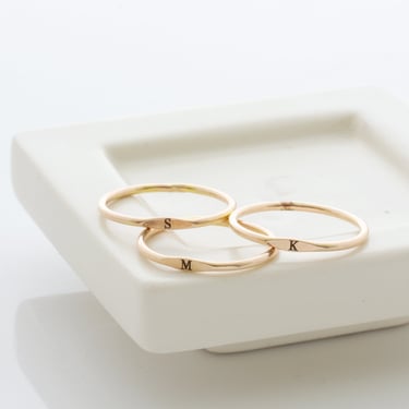 Minimalist Signet Ring, Skinny Letter Ring, Mini Signet Ring, Custom Initial Ring, 14k Gold Filled Ring, Stacking Ring, Gift for Her 
