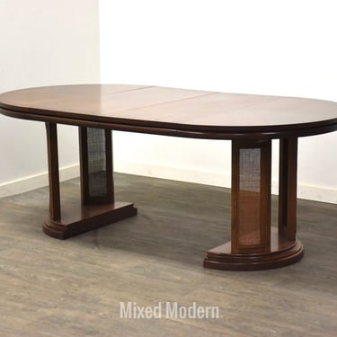 Walnut & Cane Extendable Mid Century Dining Table 