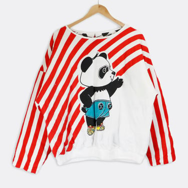 Vintage Reversible Puffed Panda Crewneck Sweatshirt