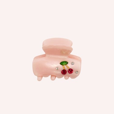 Pink Sweet Baby Cherries Mini Crystal Clip
