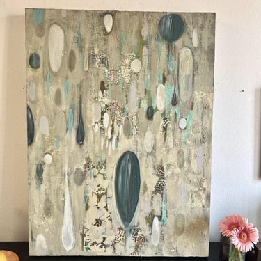 Original painting -Textural Large Art- Abstract-Zen -Ethereal - patterned layered art-30x40x2.5”acrylic on deep Canvas panel”Ready to Hang. 