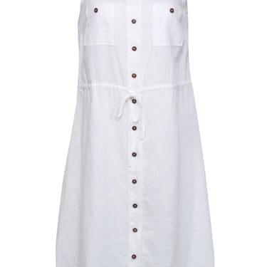 Burberry - White Sleeveless Shirt Dress w/ Drawstring Waist Sz 4