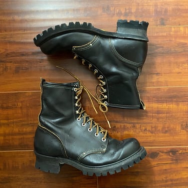 Vintage 1980’s Black Lace Up Men’s Boots by Kinney Shoes 