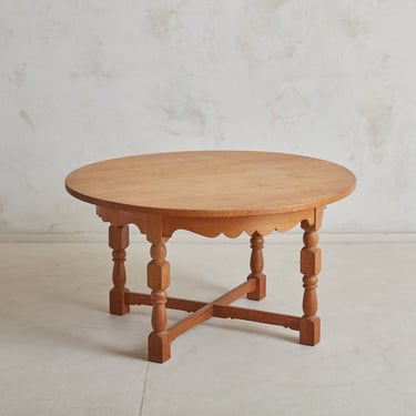 Small Round Oak Coffee Table Attributed to Henning Kjærnulf, Denmark 1960s