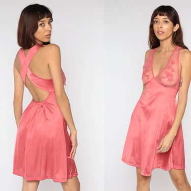 Sheer Pink Nightgown Slip Dress 70s Sexy Mesh | Shop Exile - Tucson, AZ |  ATTIC