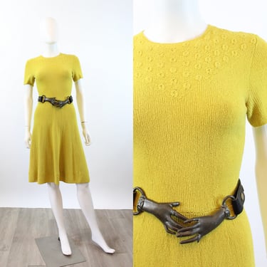 1940s CHARTREUSE knit dress xs small | new spring 