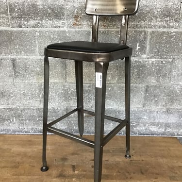 Gunmetal & Leather Stool (Seattle)