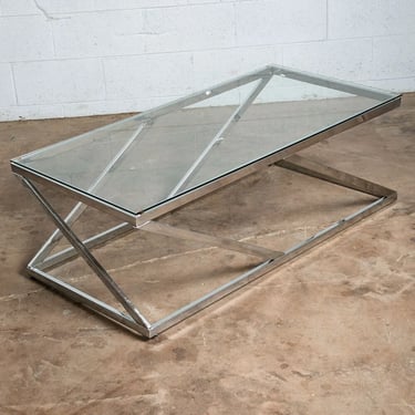 Mid Century Modern Coffee Table Rectangular Large Chrome Glass Fritz Hansen Mcm