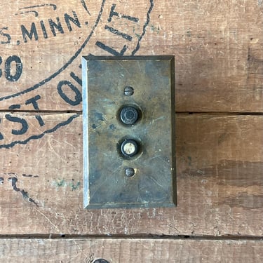 Salvaged Perkins Brass Push Button Switch and Plate Cover 