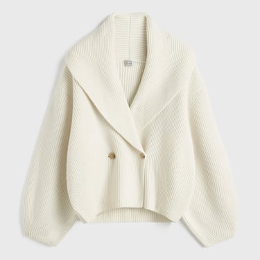 Shawl-Lapel Cardigan Milk