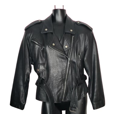 Vintage Leather Motorcycle Jacket, Siena Made USA, Black Biker Moto Riding Coat, Gothic, Punk Rockabilly, Bikercore, Unisex Vintage Clothing 