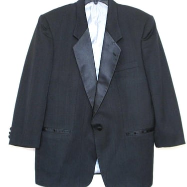 Vintage Christian Dior Monsieur Tuxedo Jacket, Blazer, Black Pinstriped, Size 44R Men 