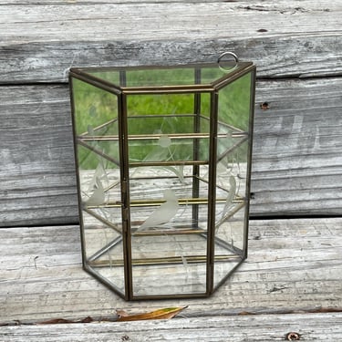 brass and glass box vintage display case miniature curio table top showcase 