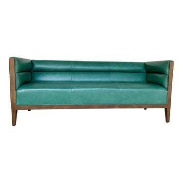 Huntington House Modern Teal Leather Sofa